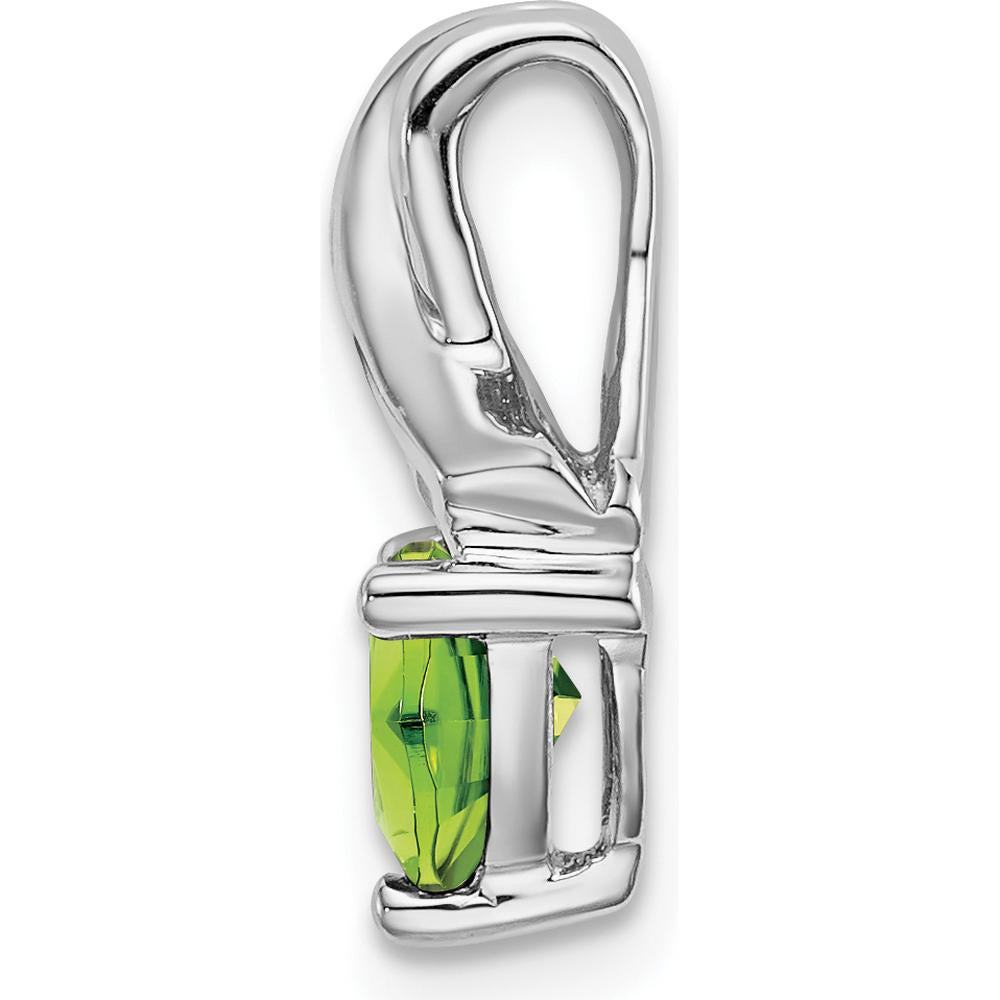 14K White Gold 6mm Trillion Peridot and Diamond Pendant with Round Diamond Accents - 0.77 Carat Total Gemstone Weight by Lumare Gioia