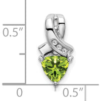 14K White Gold 6mm Trillion Peridot and Diamond Pendant with Round Diamond Accents - 0.77 Carat Total Gemstone Weight by Lumare Gioia