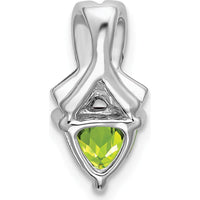 14K White Gold 6mm Trillion Peridot and Diamond Pendant with Round Diamond Accents - 0.77 Carat Total Gemstone Weight by Lumare Gioia