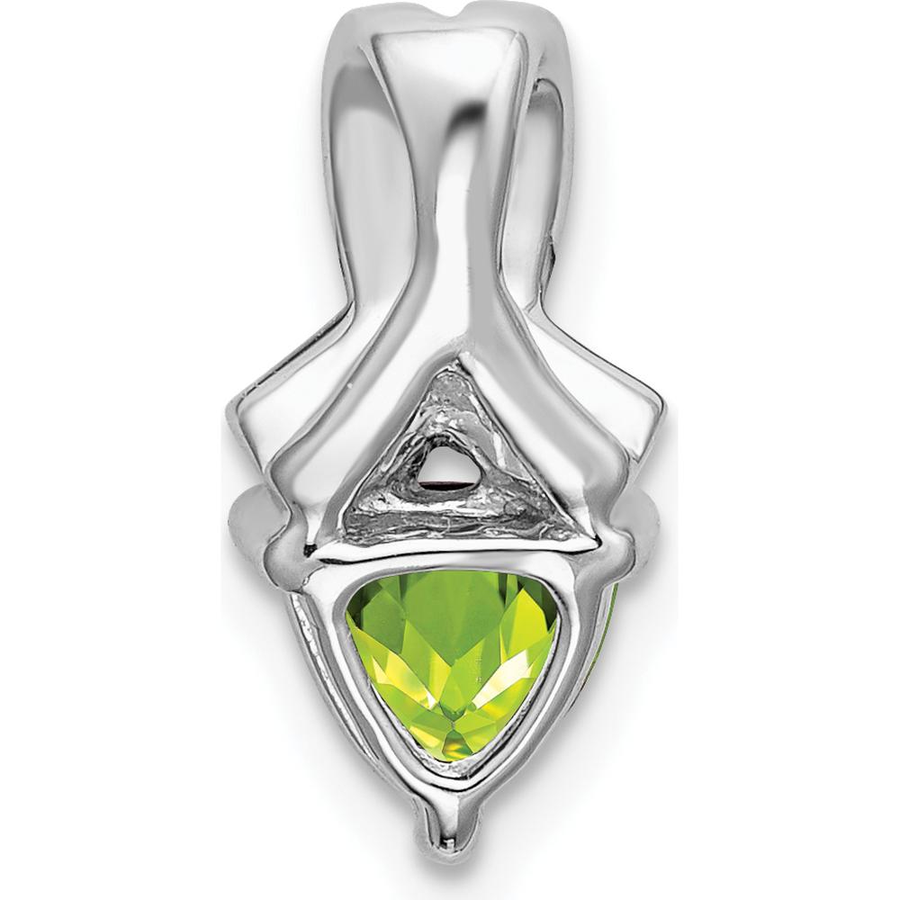 14K White Gold 6mm Trillion Peridot and Diamond Pendant with Round Diamond Accents - 0.77 Carat Total Gemstone Weight by Lumare Gioia
