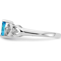 14K White Gold 6x3mm Marquise Swiss Blue Topaz Ring with Diamond Accents - 0.280 Carat Topaz, 0.012 Carat Diamond by Monteluci Fine Jewelry