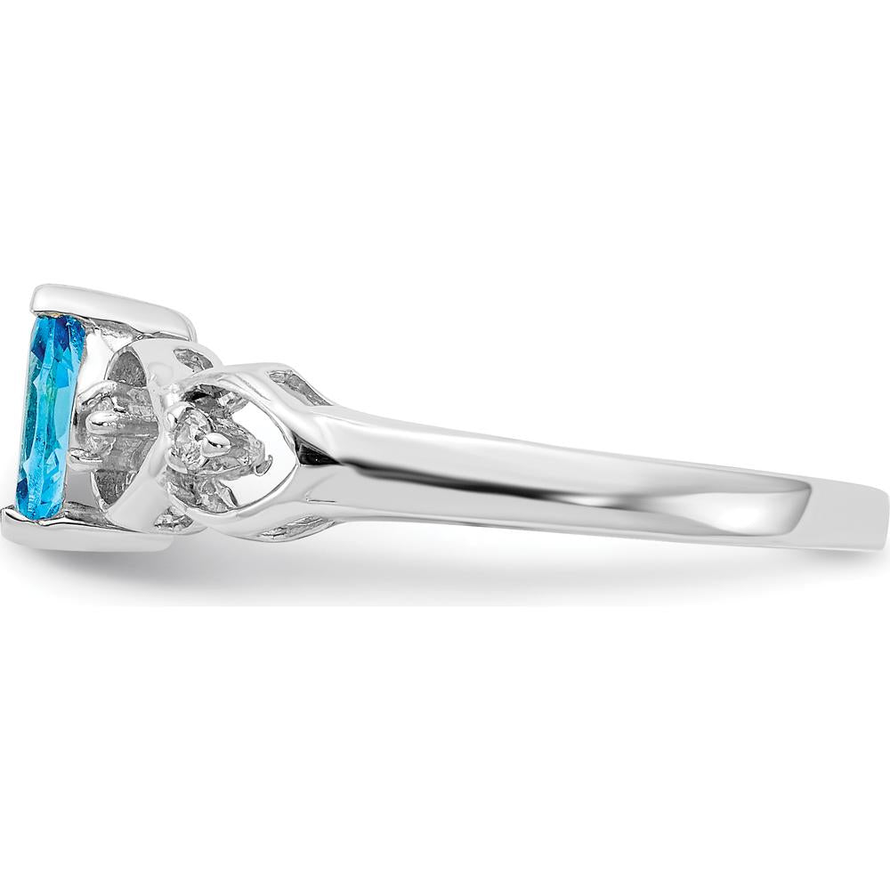 14K White Gold 6x3mm Marquise Swiss Blue Topaz Ring with Diamond Accents - 0.280 Carat Topaz, 0.012 Carat Diamond by Monteluci Fine Jewelry