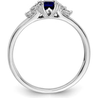 14K White Gold 6x4mm Octagonal Sapphire and Diamond Ring with Round Diamonds - 0.68 Carat Total Sapphire Weight by 0