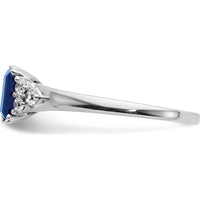 14K White Gold 6x4mm Octagonal Sapphire and Diamond Ring with Round Diamonds - 0.68 Carat Total Sapphire Weight by 0