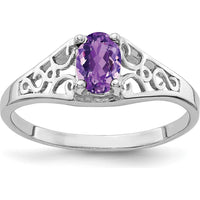14K White Gold 6x4mm Oval Amethyst Ring - 0.42 Carat Total Amethyst Weight by Monteluci Fine Jewelry