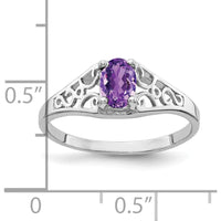 14K White Gold 6x4mm Oval Amethyst Ring - 0.42 Carat Total Amethyst Weight by Monteluci Fine Jewelry