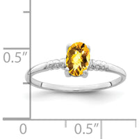 14K White Gold 6x4mm Oval Citrine Checkerboard Ring - 0.48 Carat Total Gemstone Weight by Monteluci Fine Jewelry