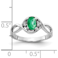 14K White Gold 6x4mm Oval Emerald and Diamond Ring with Round Diamonds - 0.42 Carat Emerald Weight, 0.024 Carat Total Diamond Weight by Monteluci Fine Jewelry