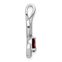 14K White Gold 6x4mm Oval Garnet and Diamond Swirl Chain Slide Pendant - 0.6 Carat Total Garnet Weight by Lumare Gioia