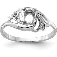 14K White Gold 6x4mm Oval Gemstone Ring Mounting with 0.02 Carat Diamond Accents by Monteluci Fine Jewelry