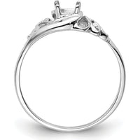 14K White Gold 6x4mm Oval Gemstone Ring Mounting with 0.02 Carat Diamond Accents by Monteluci Fine Jewelry