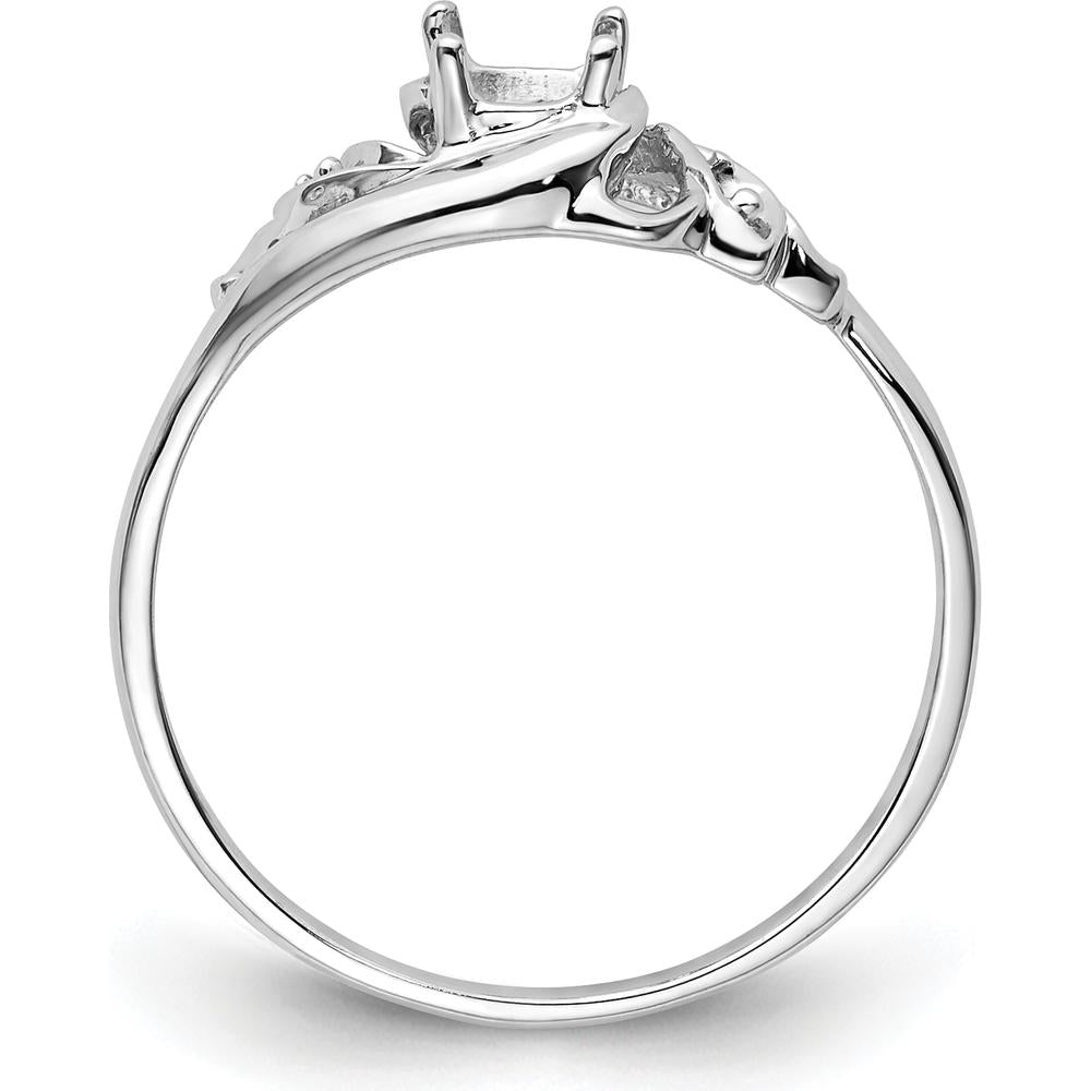 14K White Gold 6x4mm Oval Gemstone Ring Mounting with 0.02 Carat Diamond Accents by Monteluci Fine Jewelry