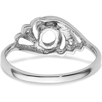 14K White Gold 6x4mm Oval Gemstone Ring Mounting with 0.02 Carat Diamond Accents by Monteluci Fine Jewelry