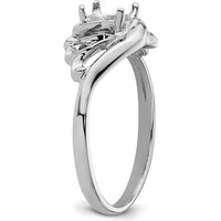 14K White Gold 6x4mm Oval Gemstone Ring Mounting with 0.02 Carat Diamond Accents by Monteluci Fine Jewelry