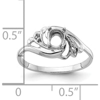 14K White Gold 6x4mm Oval Gemstone Ring Mounting with 0.02 Carat Diamond Accents by Monteluci Fine Jewelry