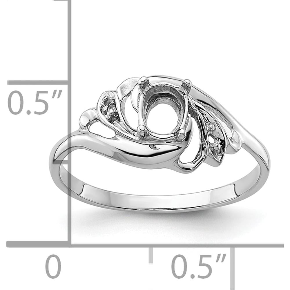 14K White Gold 6x4mm Oval Gemstone Ring Mounting with 0.02 Carat Diamond Accents by Monteluci Fine Jewelry