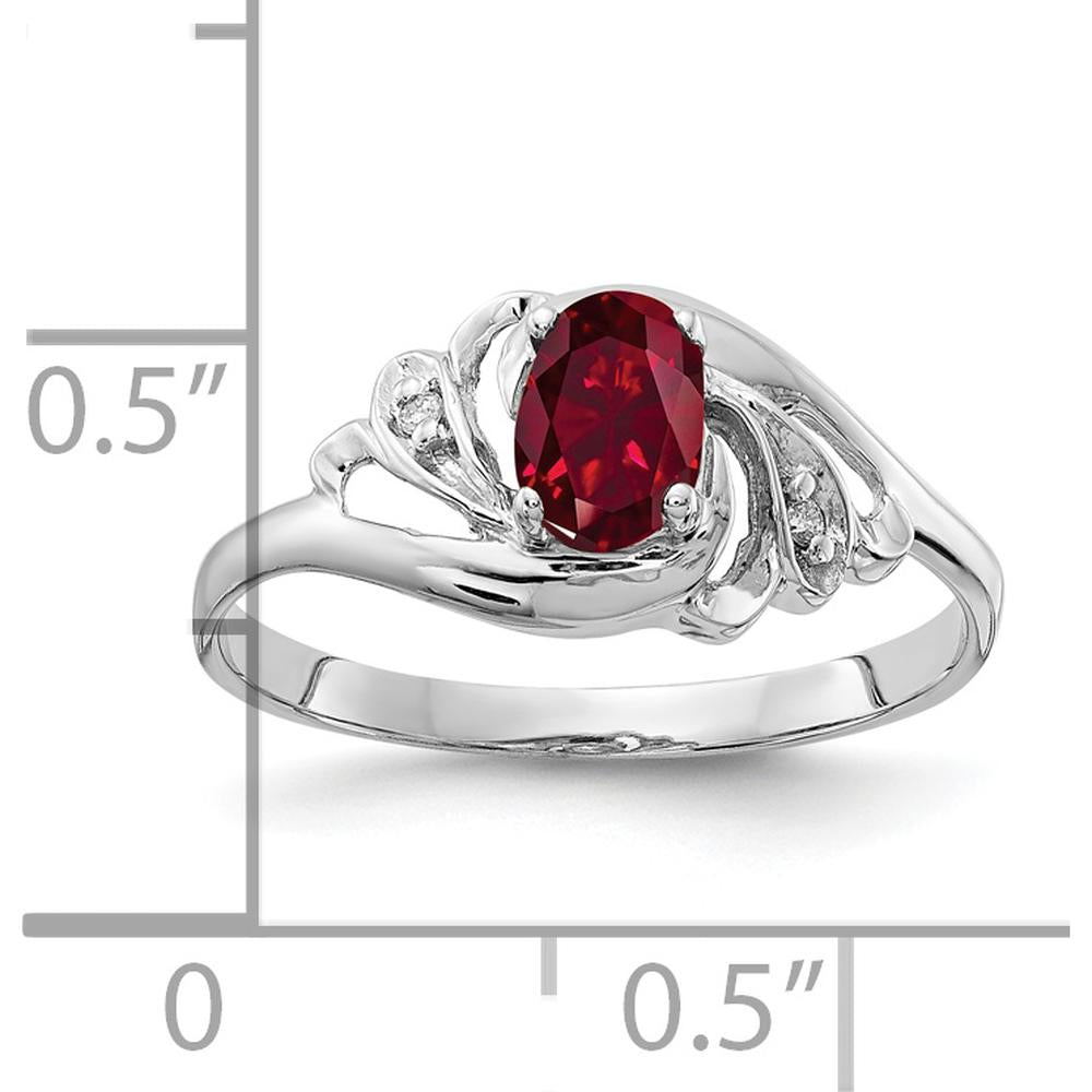 14K White Gold 6x4mm Oval Lab-Created Ruby Ring with Round Diamonds - 0.60 Carat Total Ruby Weight by Monteluci Fine Jewelry