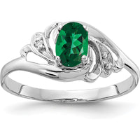 14K White Gold 6x4mm Oval Mount St. Helens Green Helenite and Diamond Ring - 0.5 Carat Total Gem Weight by Monteluci Fine Jewelry
