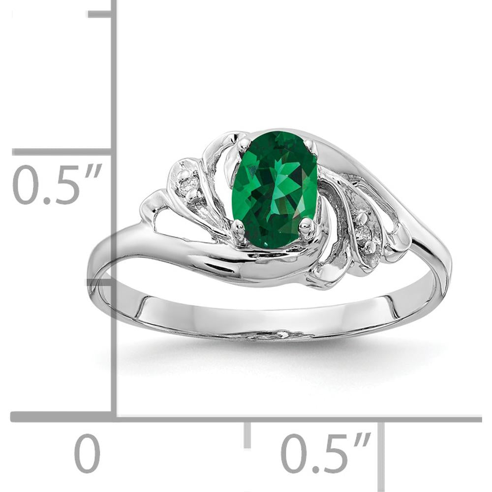 14K White Gold 6x4mm Oval Mount St. Helens Green Helenite and Diamond Ring - 0.5 Carat Total Gem Weight by Monteluci Fine Jewelry