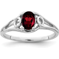 14K White Gold 6x4mm Oval Natural Garnet Ring with Split Shank Design - 0.60 Carat Total Gem Weight by Monteluci Fine Jewelry