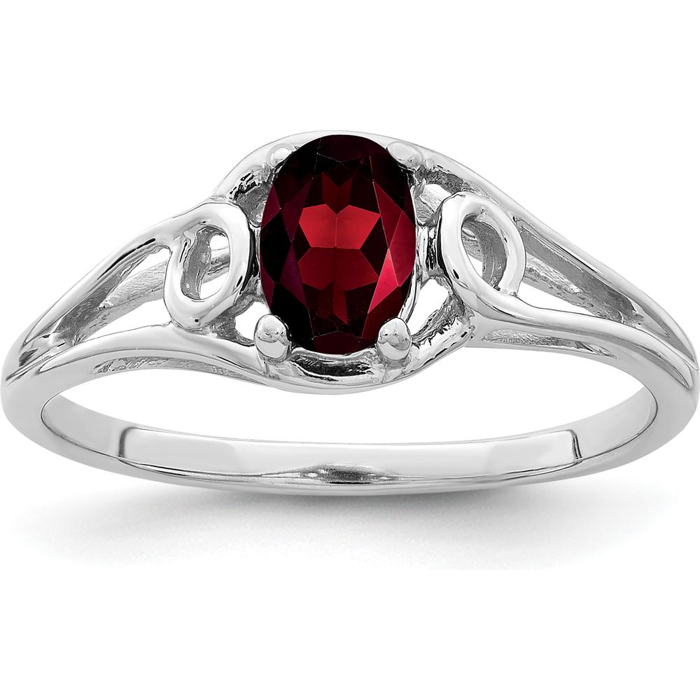 14K White Gold 6x4mm Oval Natural Garnet Ring with Split Shank Design - 0.60 Carat Total Gem Weight by Monteluci Fine Jewelry