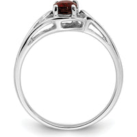 14K White Gold 6x4mm Oval Natural Garnet Ring with Split Shank Design - 0.60 Carat Total Gem Weight by Monteluci Fine Jewelry