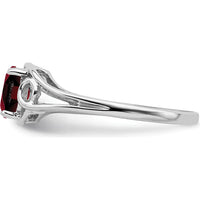 14K White Gold 6x4mm Oval Natural Garnet Ring with Split Shank Design - 0.60 Carat Total Gem Weight by Monteluci Fine Jewelry