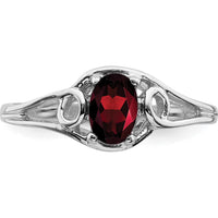 14K White Gold 6x4mm Oval Natural Garnet Ring with Split Shank Design - 0.60 Carat Total Gem Weight by Monteluci Fine Jewelry