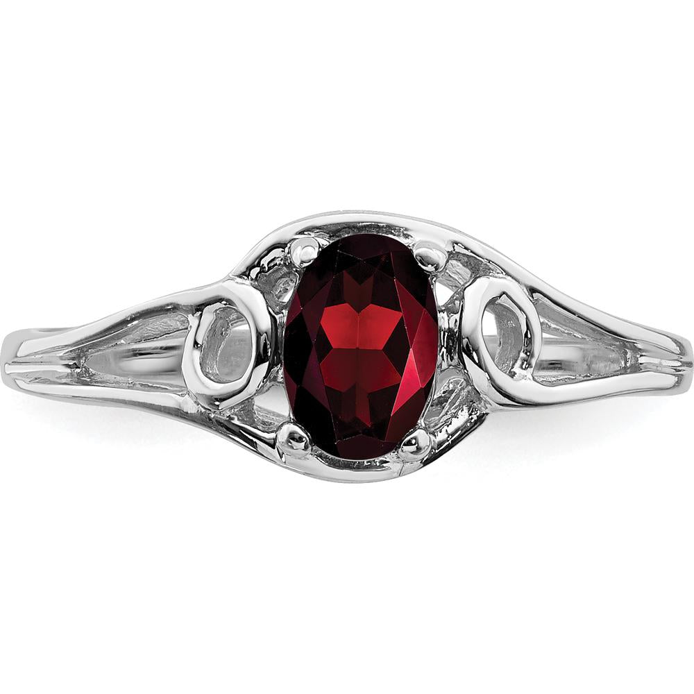 14K White Gold 6x4mm Oval Natural Garnet Ring with Split Shank Design - 0.60 Carat Total Gem Weight by Monteluci Fine Jewelry