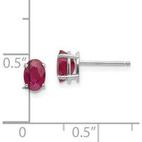 14K White Gold 6x4mm Oval Natural Ruby Stud Earrings - 0.63 Carat Total Weight by Oro Pregiato