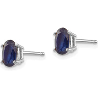 14K White Gold 6x4mm Oval Natural Sapphire Stud Earrings - 0.68 Carat Total Weight by Oro Pregiato