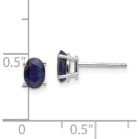 14K White Gold 6x4mm Oval Natural Sapphire Stud Earrings - 0.68 Carat Total Weight by Oro Pregiato