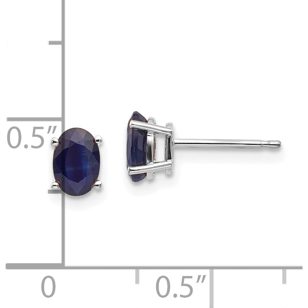 14K White Gold 6x4mm Oval Natural Sapphire Stud Earrings - 0.68 Carat Total Weight by Oro Pregiato