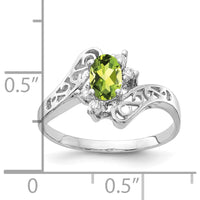 14K White Gold 6x4mm Oval Peridot and Diamond Ring - 0.45 Carat Total Peridot Weight by Monteluci Fine Jewelry