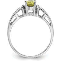 14K White Gold 6x4mm Oval Peridot and Diamond Ring - 0.45 Carat Total Peridot Weight by Monteluci Fine Jewelry