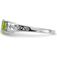 14K White Gold 6x4mm Oval Peridot and Diamond Ring - 0.45 Carat Total Peridot Weight by Monteluci Fine Jewelry