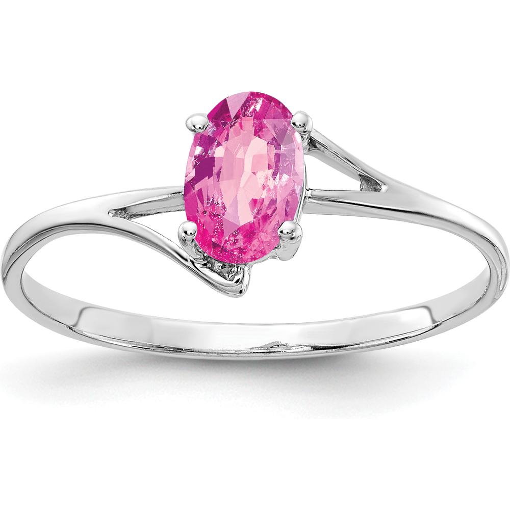 14K White Gold 6x4mm Oval Pink Sapphire Ring - 0.6 Carat Total Gem Weight by Monteluci Fine Jewelry