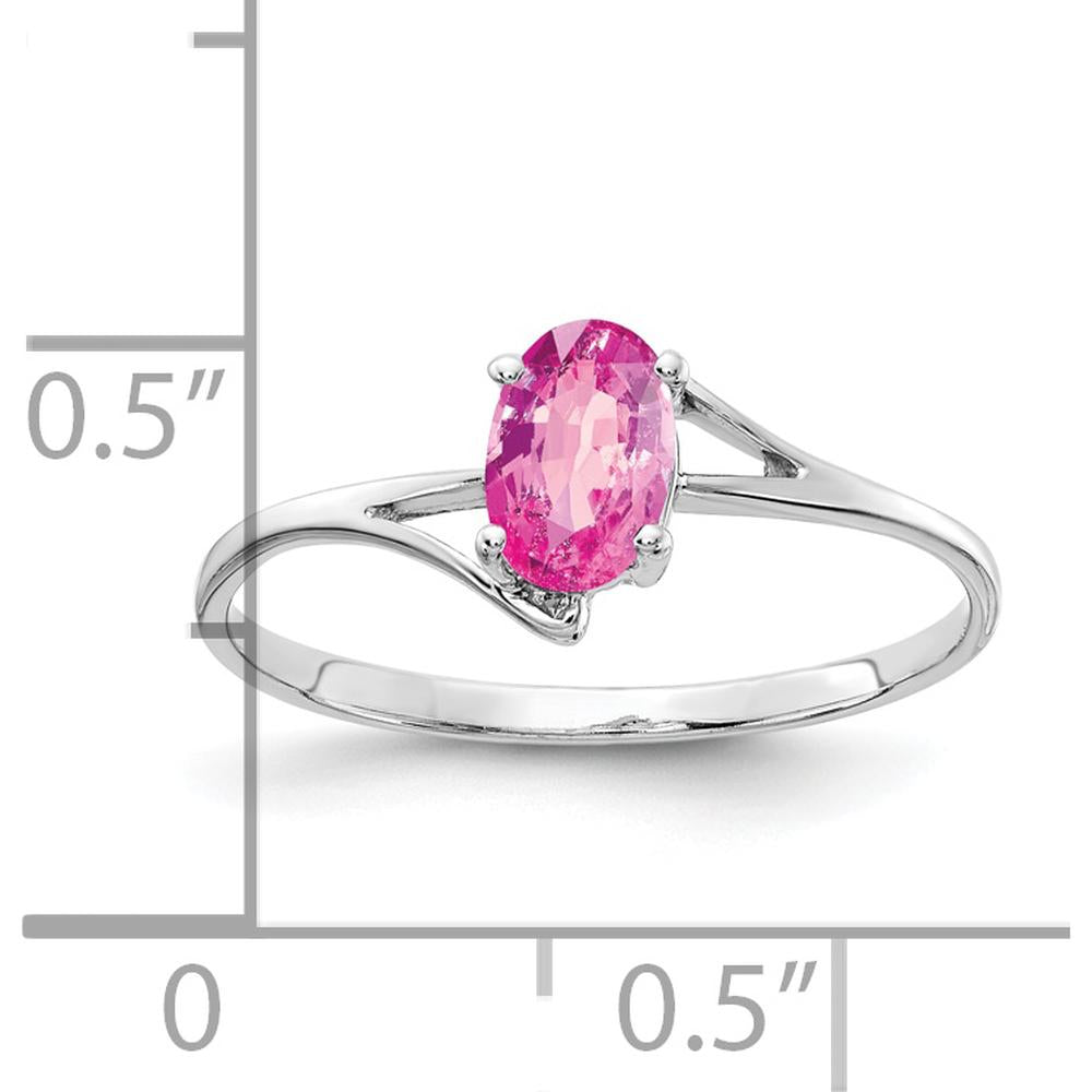 14K White Gold 6x4mm Oval Pink Sapphire Ring - 0.6 Carat Total Gem Weight by Monteluci Fine Jewelry