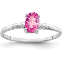 14K White Gold 6x4mm Oval Pink Sapphire Ring - 0.6 Carat Total Gem Weight by Monteluci Fine Jewelry