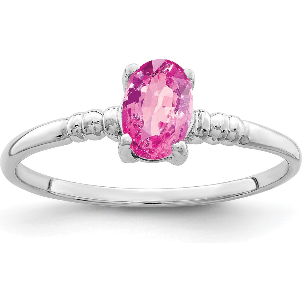 14K White Gold 6x4mm Oval Pink Sapphire Ring - 0.6 Carat Total Gem Weight by Monteluci Fine Jewelry