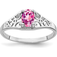 14K White Gold 6x4mm Oval Pink Sapphire Ring - 0.6 Carat Total Weight by Monteluci Fine Jewelry