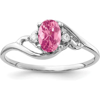 14K White Gold 6x4mm Oval Pink Tourmaline and Diamond Ring - 0.26 Carat Pink Tourmaline, 0.034 Carat Diamond Total Weight by Monteluci Fine Jewelry