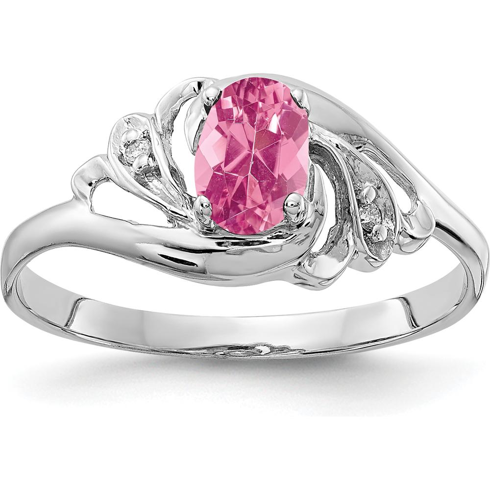 14K White Gold 6x4mm Oval Pink Tourmaline with Round Diamonds - 0.26 Carat Total Gemstone Weight by Monteluci Fine Jewelry