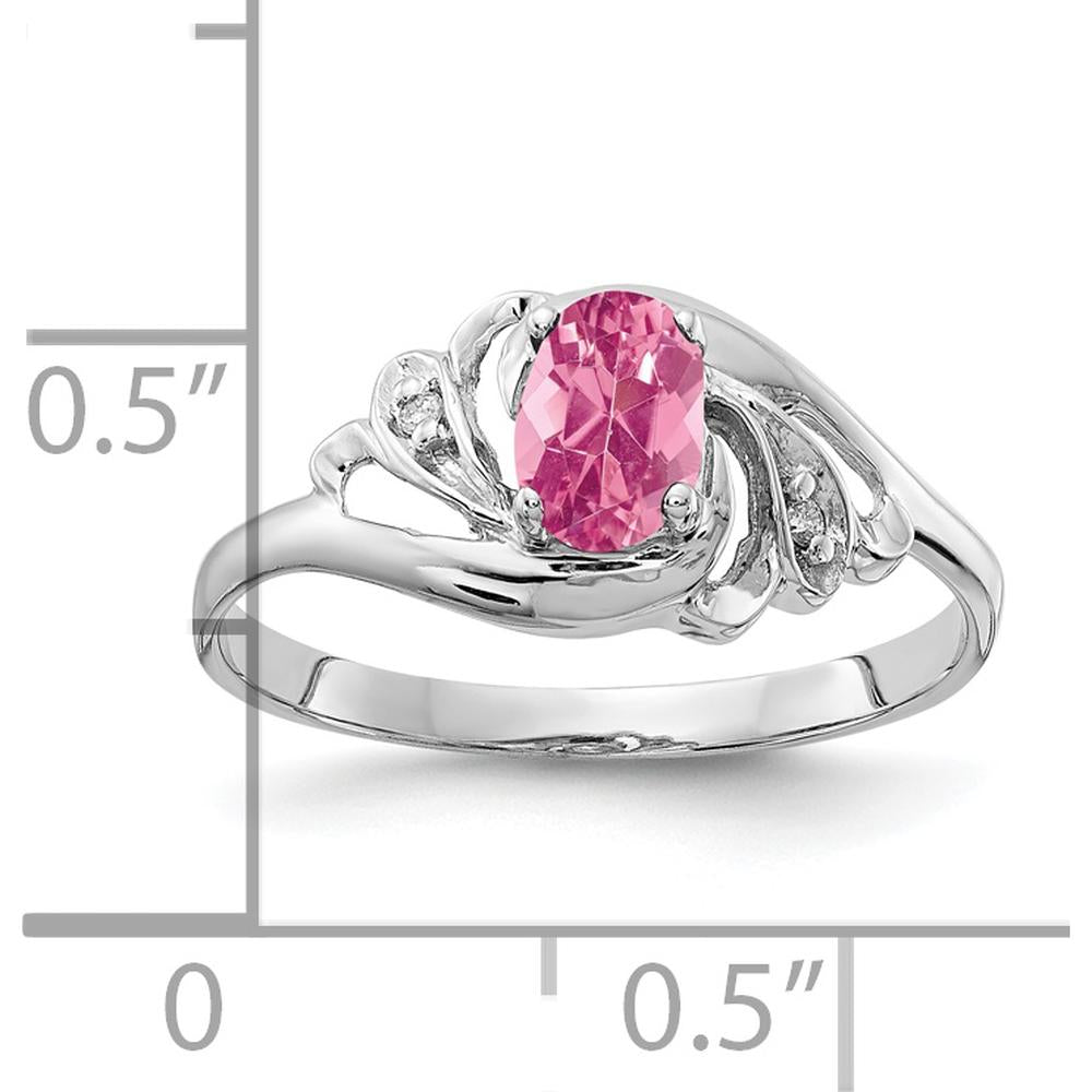 14K White Gold 6x4mm Oval Pink Tourmaline with Round Diamonds - 0.26 Carat Total Gemstone Weight by Monteluci Fine Jewelry