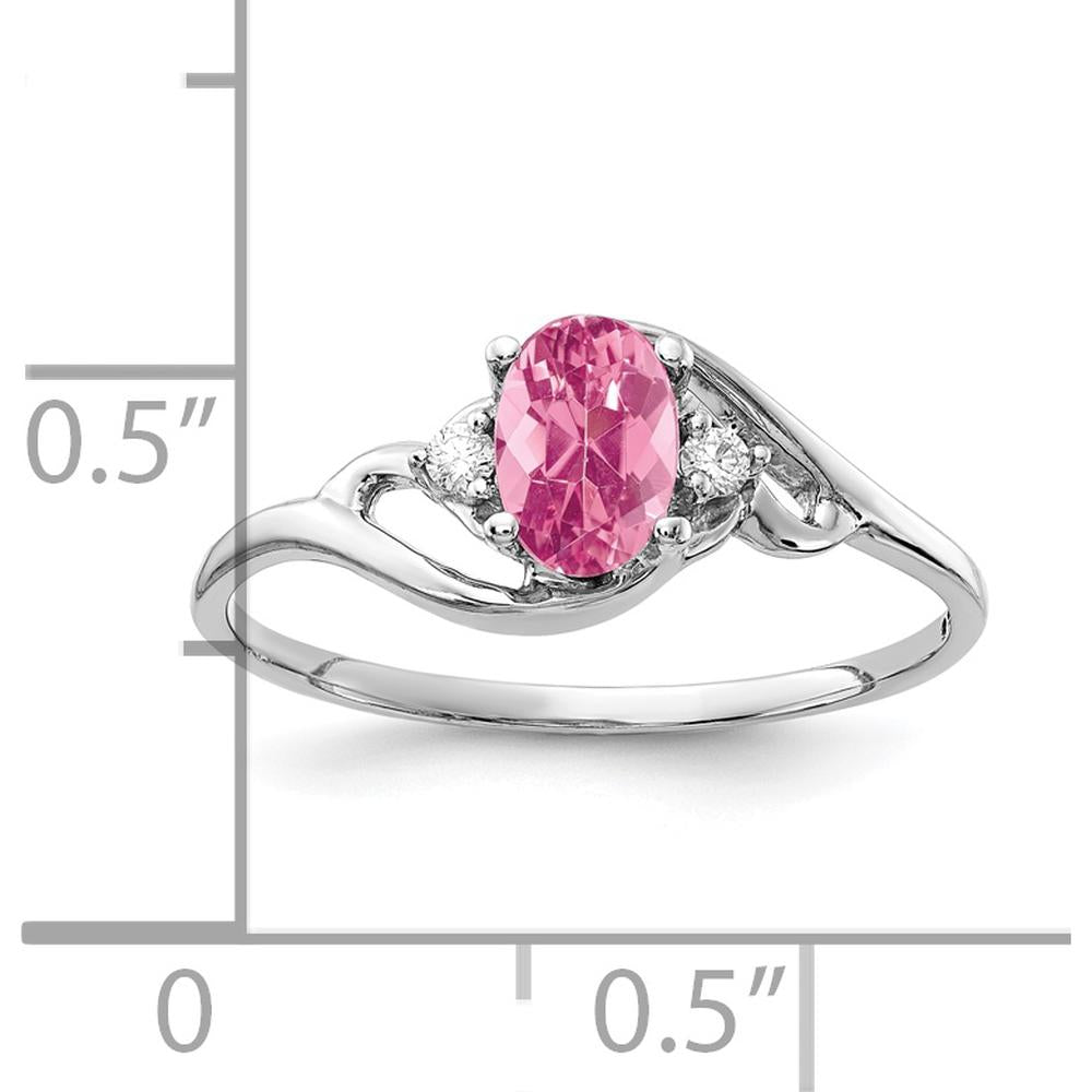 14K White Gold 6x4mm Oval Pink Tourmaline with Round Diamonds - 0.28 Carat Total Gemstone Weight by Monteluci Fine Jewelry