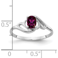 14K White Gold 6x4mm Oval Rhodolite Garnet Ring - 0.57 Carat Total Gem Weight by Monteluci Fine Jewelry
