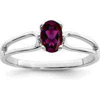 14K White Gold 6x4mm Oval Rhodolite Garnet Ring with Split Shank Design - 0.57 Carat Natural Garnet by Monteluci Fine Jewelry