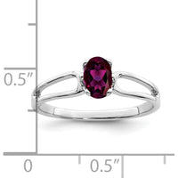 14K White Gold 6x4mm Oval Rhodolite Garnet Ring with Split Shank Design - 0.57 Carat Natural Garnet by Monteluci Fine Jewelry
