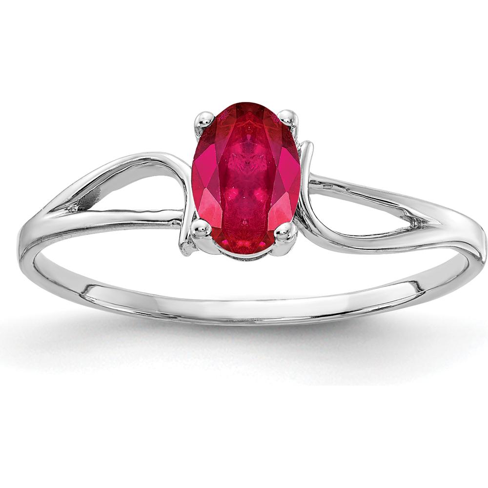 14K White Gold 6x4mm Oval Ruby Ring with Split Shank Design - 0.60 Carat Natural Ruby by Monteluci Fine Jewelry
