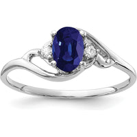 14K White Gold 6x4mm Oval Sapphire and Diamond Ring - 0.65 Carat Sapphire and 0.034 Carat Total Diamond Weight by Monteluci Fine Jewelry